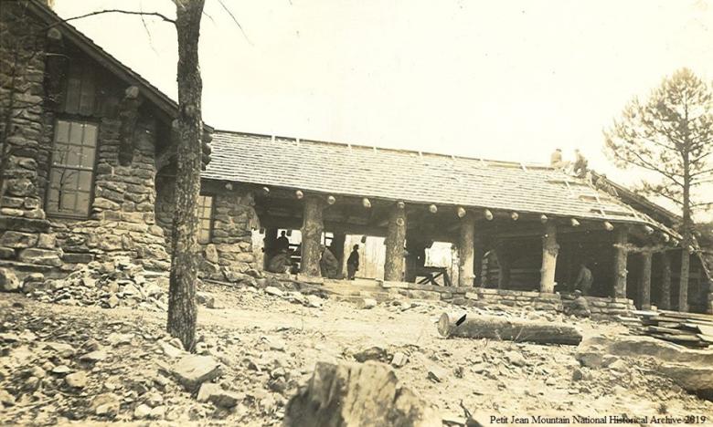 A view of the porch at Mather Lodge.