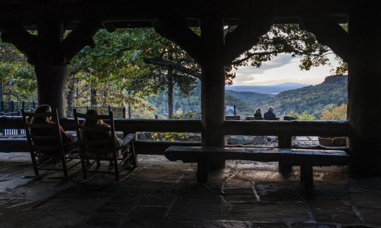 A view from the porch of Mather Lodge.