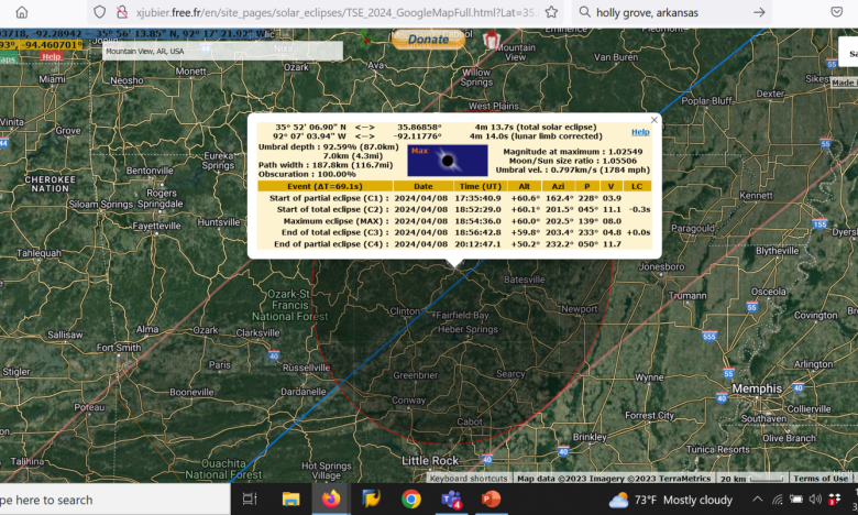 The interactive map for the Great North American Eclipse. You can access the link above.