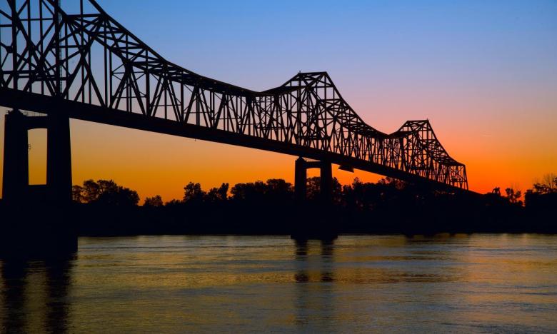 Opened in 1961, the Helena Bridge crosses the Mississippi River into Mississippi.