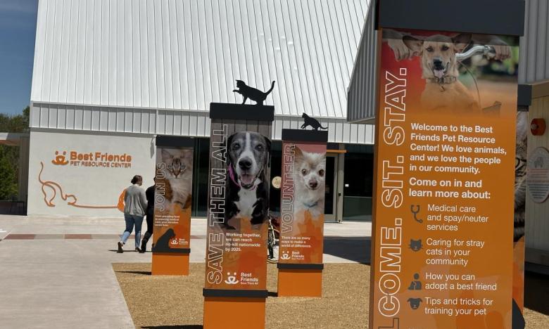 Information boards greet visitors to the center.