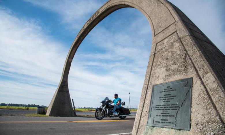 The historic arch on Highway 61 at the Arkansas/Missouri state line. 
