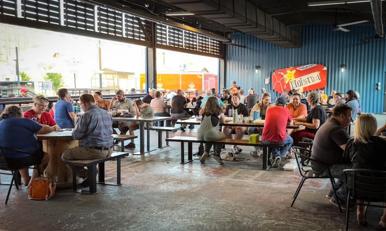 people on a restaurant patio