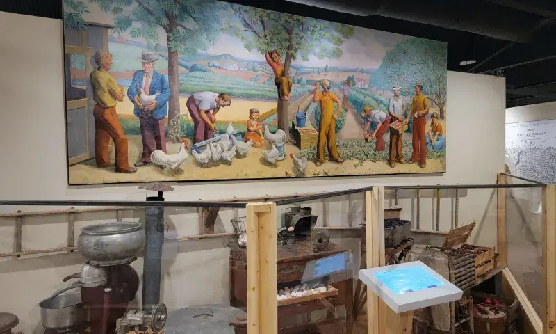 "Local Industries" is a mural created by Natalie Henry with the Work Projects Administration  for the Springdale post office. It is now part of Shiloh's permanent exhibit.