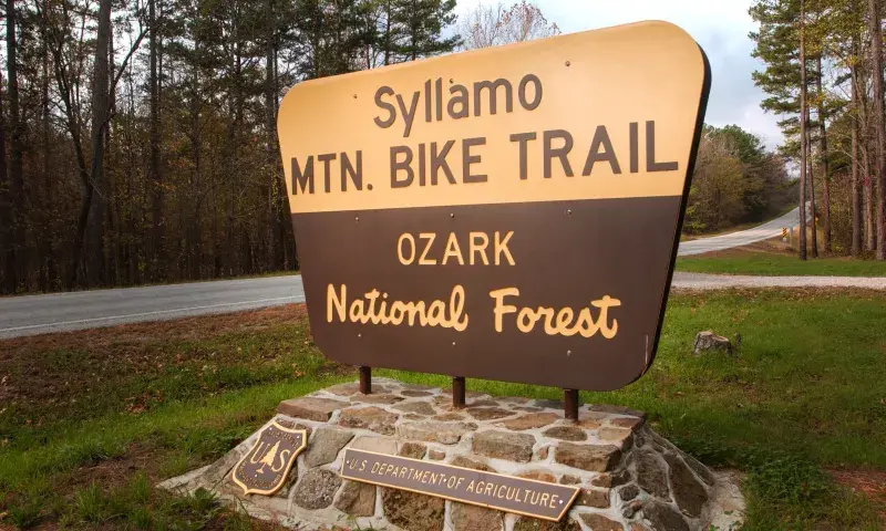 Syllamo Bike Trail entry sign