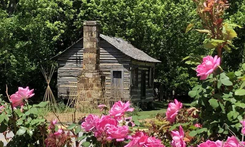 The Shiloh Museum of Ozark History's grounds feature seven historic buildings, including this 1850s Ritter-McDonald Log Cabin. 