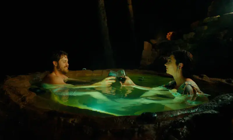 Mudita Vacation Spa hot tub at night