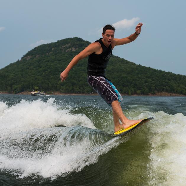 Surfing on Greers Ferry Lake