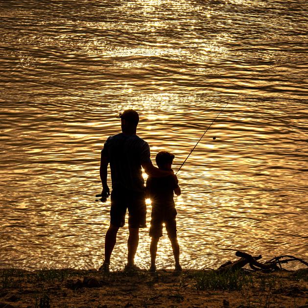 Father and son fishing at Jacksonport State Park