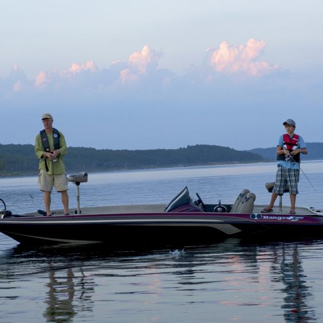Anglers on Lake Norfork in Arkansas
