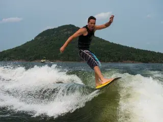 Surfing on Greers Ferry Lake
