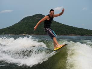 Surfing on Greers Ferry Lake