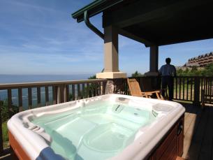 A beautiful view of Mount Magazine State Park from the hot tub
