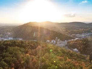 Aerial sunset view of Hot Springs