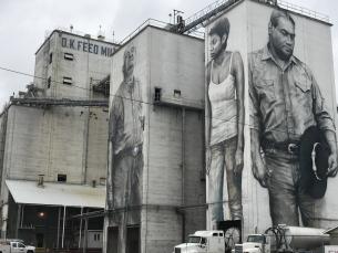 American Heroes mural on the OK Foods feed mill in Fort Smith, AR