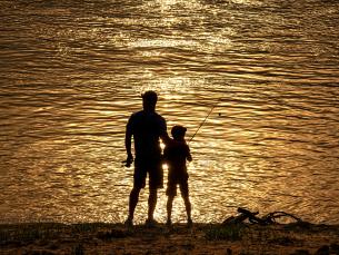 Father and son fishing at Jacksonport State Park