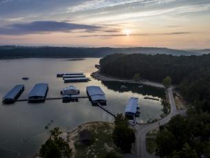 Ariel view of a Marina on Norfork Lake