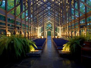 Interior of the Thorncrown Chapel in Eureka Springs
