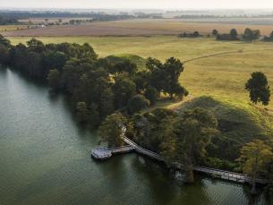 Plum Bayou Mounds Archeological State Park aerial view