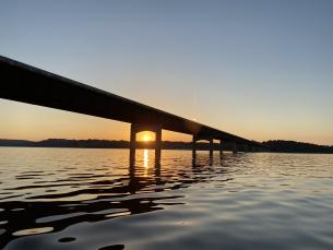 The sun comes up over Norfork Lake