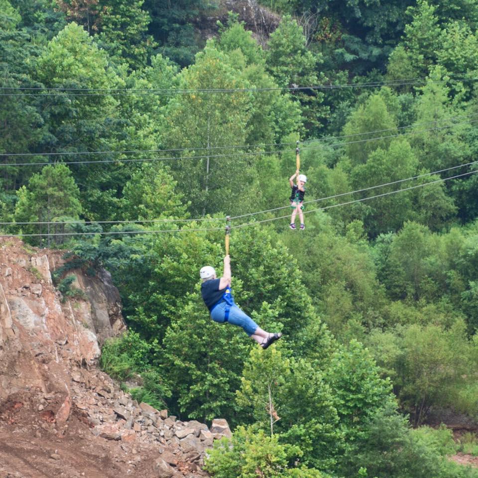 Zip lining at Ron Coleman Mine