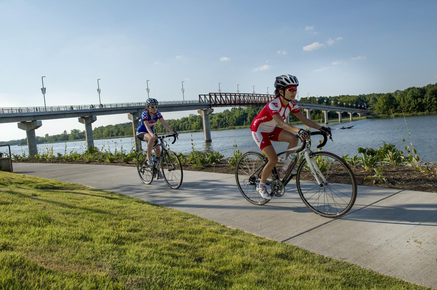 Cycling the Two Rivers Bridge on the Arkansas River Trail