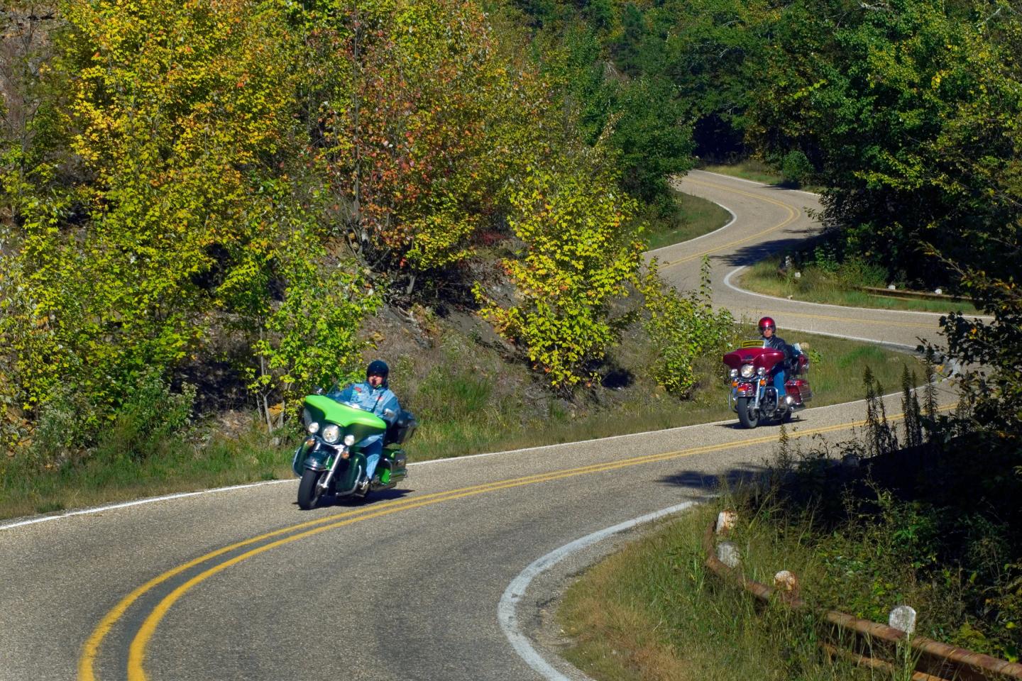 Motorcycles on Talimena Scenic Byway