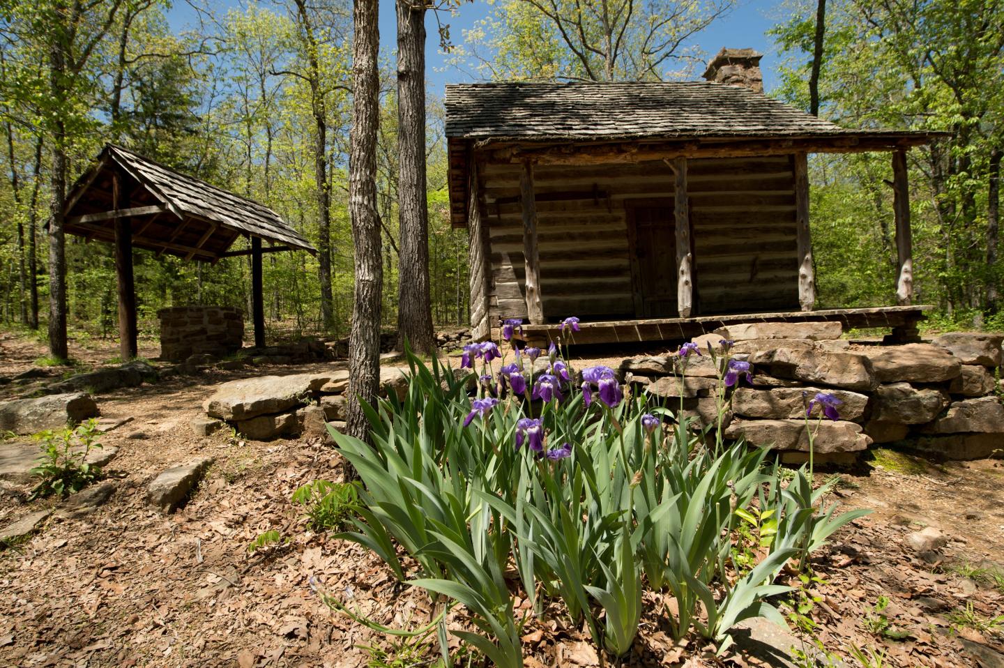 Woolly Cabin, the log home of the area's first settlers, offers visitors a historic view