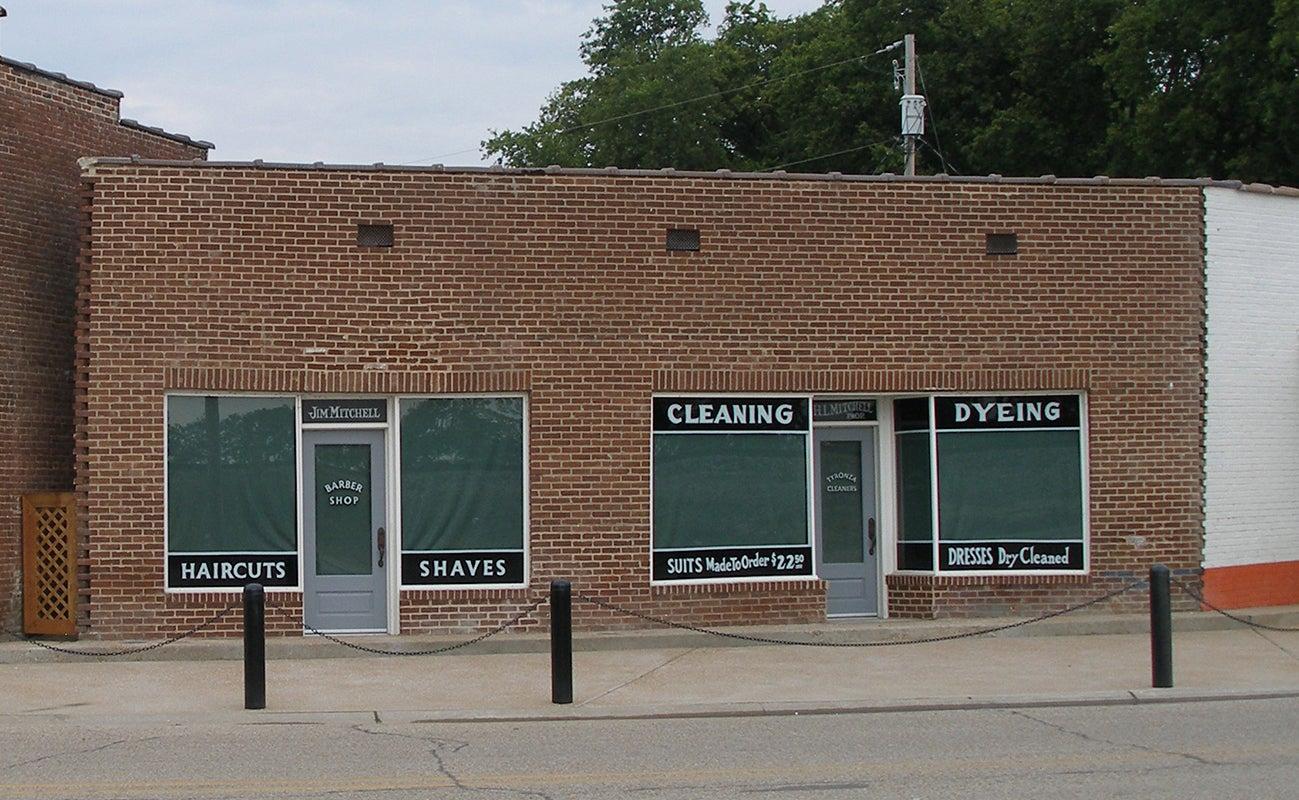 Barber shop/dry cleaning facade