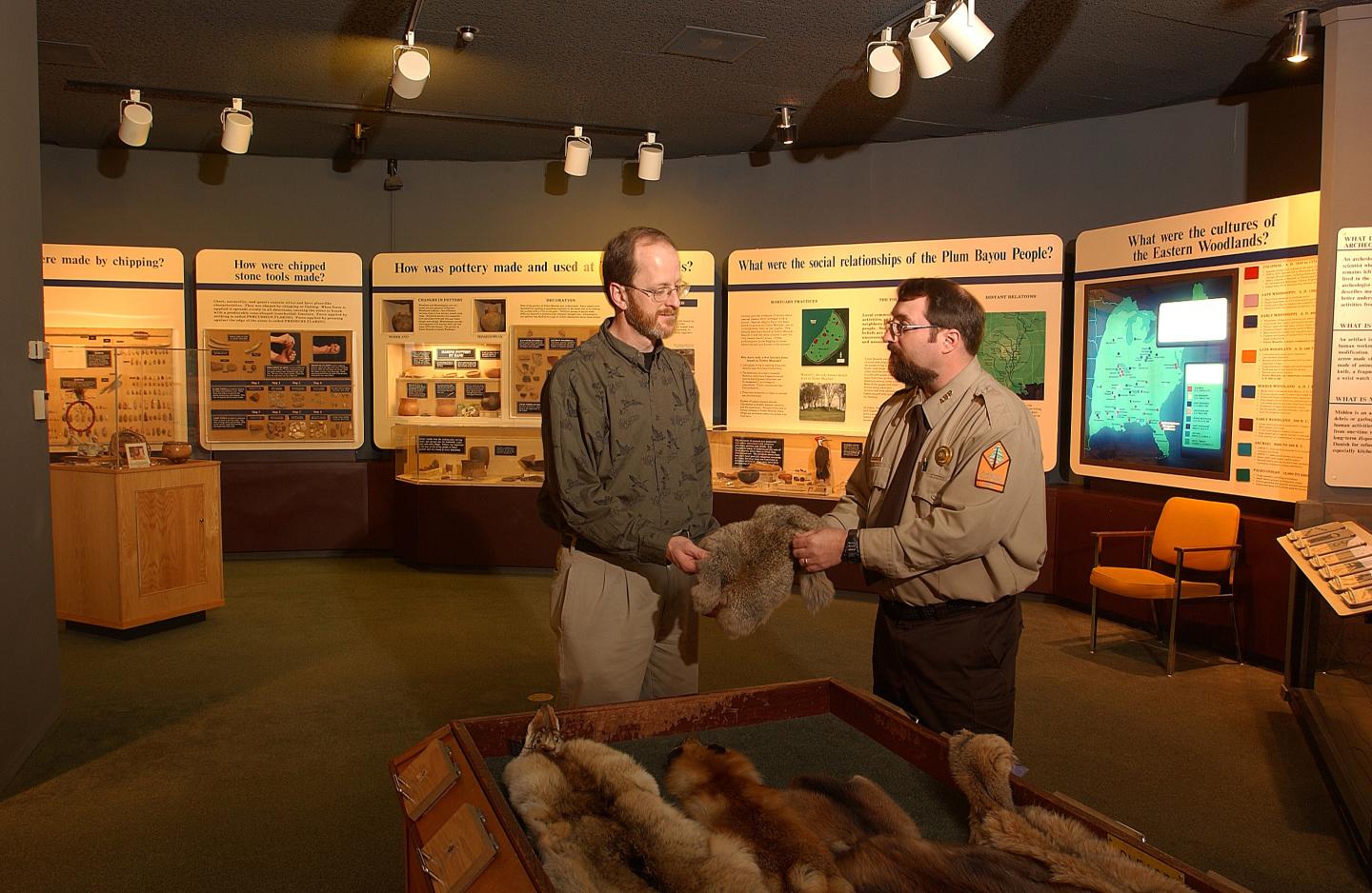 The visitor center features exhibits including artifacts from this archeological site