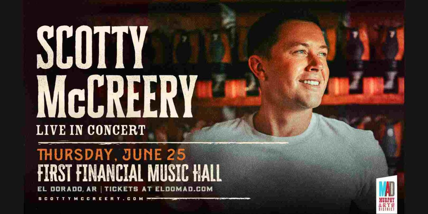 Man smiling, text about concert details next to him.