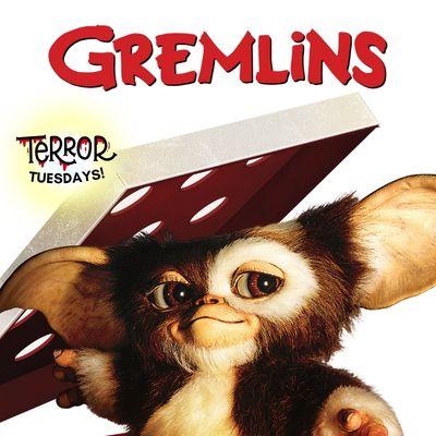 Fantasy creature with large ears under a red and white box, labeled "Gremlins."