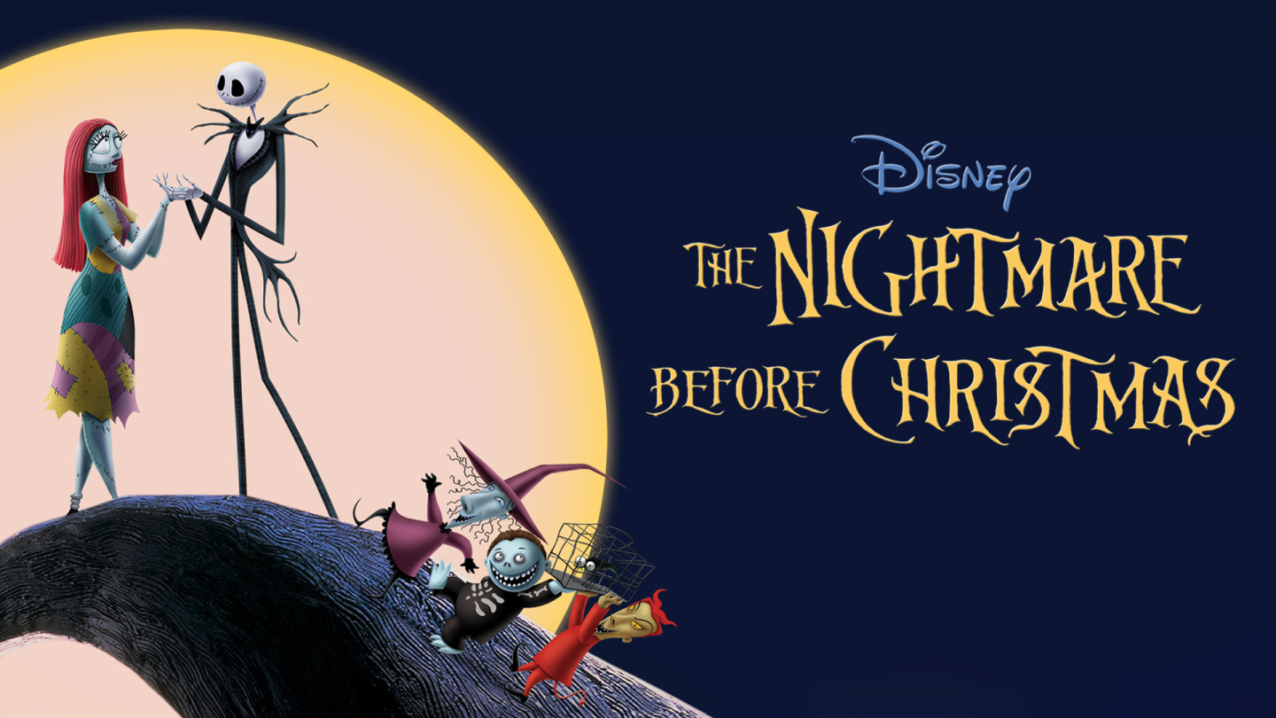 Disney’s The Nightmare Before Christmas title graphic with Jack Skellington and Sally