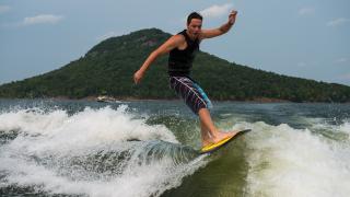 Surfing on Greers Ferry Lake