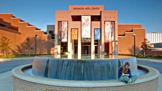 The Carrie Remmel Dickinson Fountain in front of the Arkansas Arts Center