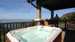 A beautiful view of Mount Magazine State Park from the hot tub