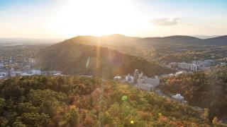 Aerial sunset view of Hot Springs