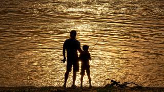 Father and son fishing at Jacksonport State Park