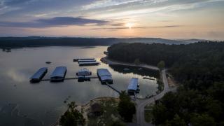 Ariel view of a Marina on Norfork Lake