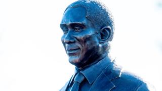 The John H. Johnson sculpture.