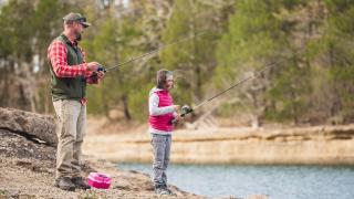Family fishing on Beaver Lake