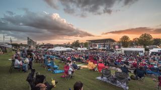 Crowd gathers to listen to live music at the King Biscuit Festival in Helena