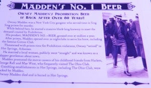 The drink menu at the Ohio Club highlights the history of Madden's No. 1 beer. Photo by Z. Clift. 