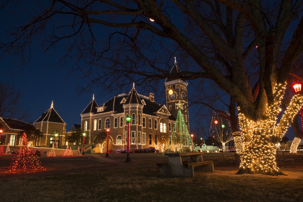 Holiday lights display at the Saline County Courthouse in Benton