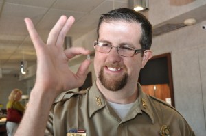 Park Interpreter Waymon Cox with the 'Esperanza' diamond. 