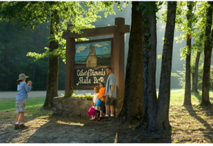 Entrance sign to Crater of Diamonds State Park in Murfreesboro. 