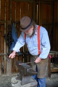 A visit to the blacksmith shop in Heritage Square. Photo by Z. Clift. 