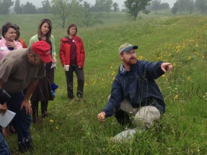 Viewing the wildflowers of the Terre Noire Preserve. Photo by Z. Clift.